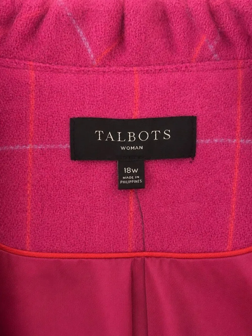 Talbots Pink Ruffled Wool Blazer Size 18W